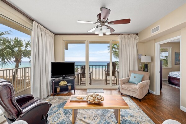 Relax and watch TV on the large flat screen TV