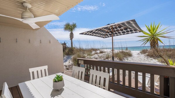 1st floor beachside deck right on the beach - no waiting for elevators.