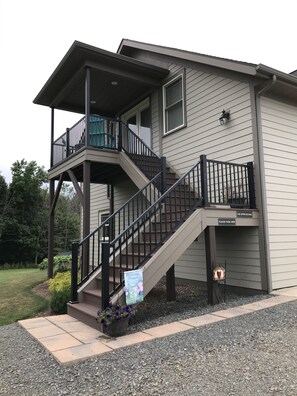 Deck and stairs to the apartment on the second floor