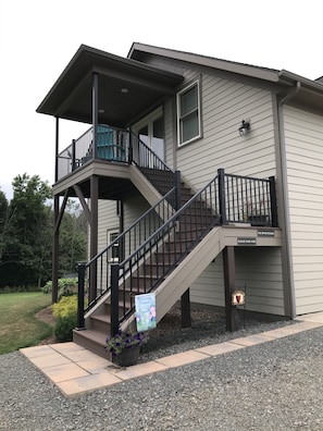 Deck and stairs to the apartment on the second floor