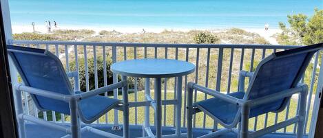 View of the Gulf & beach from condo balcony