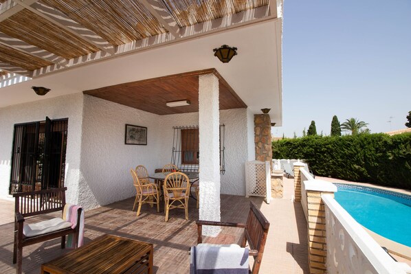 Terrace looking at the pool