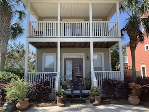 Close up of the front of the house