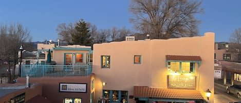 Side view of the Rooftop Apartment, overlooking the courtyard.  