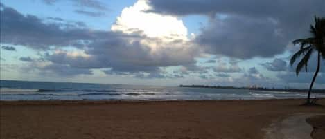 the spectacular view of the beach from our villa