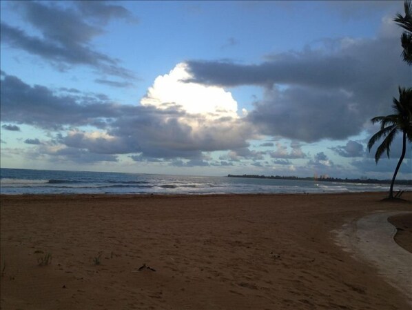 the spectacular view of the beach from our villa