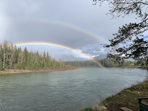 Rainbow over North Fork of the Flathead River with June river level.