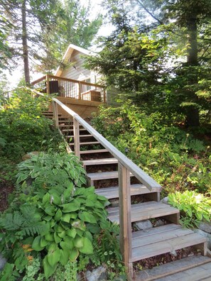 Stairway to "heaven", the cottage and back deck