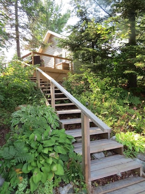 Stairway to "heaven", the cottage and back deck