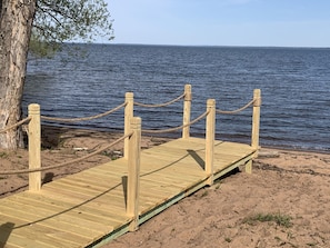 Boardwalk lets you get up close to the lake without getting sandy