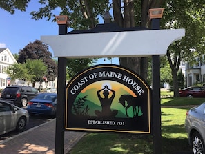 Entrance to the Coast of Maine House. 0ur historic 1856 ships captains mansion.