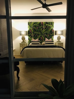 Main bedroom at night 