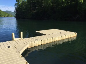 View from the docks out to the swim platform