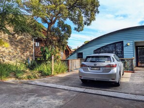 Entrance & Parking - 2 car deck +small car space on left.  Keylock at front door
