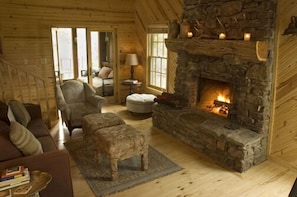 Cozy Living Area & Fireplace