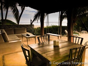 Casa Oasis Troncones downstairs flat beachfront outdoor living area