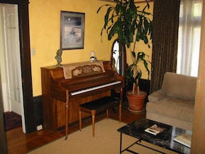 Den with piano