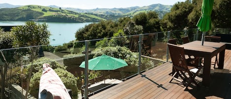 View of the harbour from extended deck.