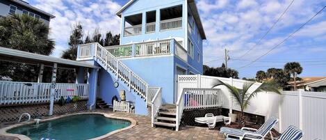 House from pool courtyard