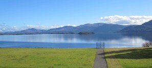 The stunning view of lake, islands and mountains