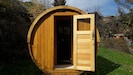 Sauna scandinave en forme de tonneau