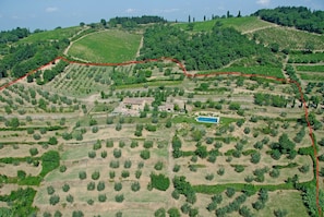 Aerial view showing property boundary