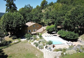 House and pool view