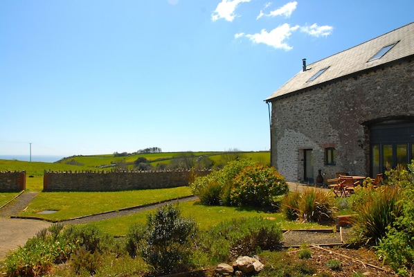 Courtyard garden with sea views