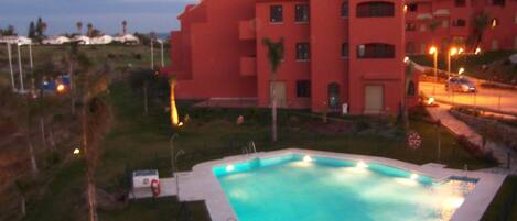 View from lounge terrace overlooking pool below