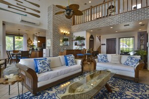 Living room with bar.