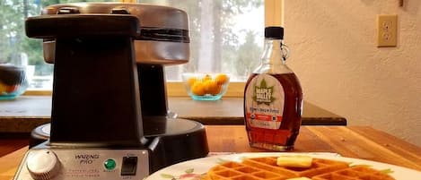 Enjoy Waffles on us! Use one of our favorite mixes or bring your own.