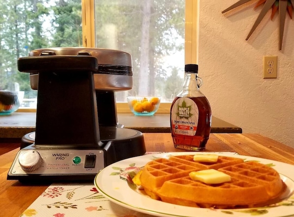 Enjoy Waffles on us! Use one of our favorite mixes or bring your own.