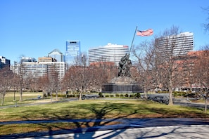 Iwo Jima Memorial across from complex