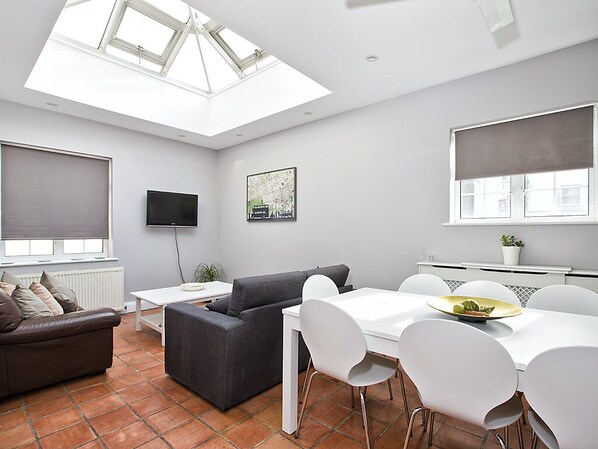 Beautiful skylight and ceiling fan!