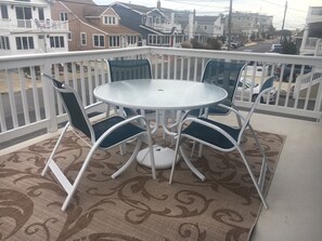 Seating for 6 available for relaxing  mornings and nights on the deck