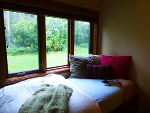 Twin bed by the window