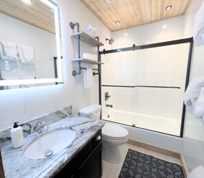 New renovated bathrooms provide a mountain spa-like experience