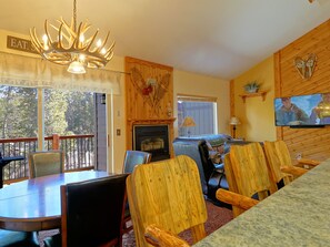 Main room looking out from the kitchen area-all custom woodwork by dad-n-law!