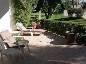 One of our 2  'Sunny'  Patios (this one is Pool Side)