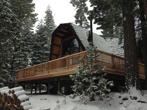 House And Back Deck After A Fresh Snowfall