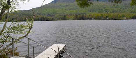 Dock, lake and Mt. Elmore