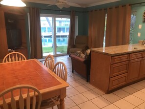 Living room with nice view of canal