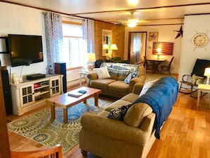 Cozy Living area to watch TV and sports after a day of adventuring!