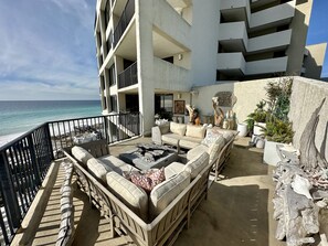 Main balcony seating with beautiful beach views