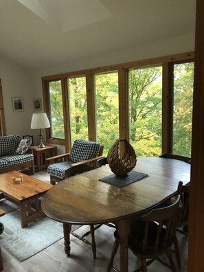Sitting and dining area in main room