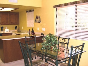 Spacious dining room and open kitchen