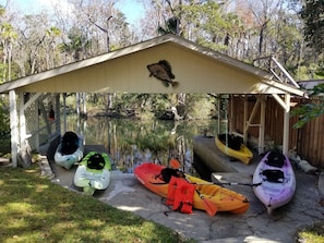 Room for 8ppl in kayaks. 3 tandem, 2 single. 