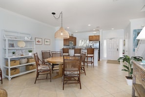 Large dining area with additional counter top dining space