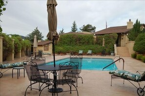 Enjoy a dip in the pool (open May 1-Oct. 31) or soak in the hot tub year-round.