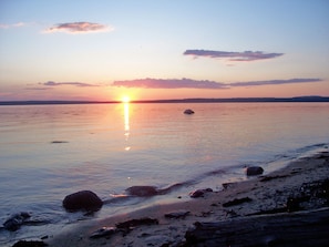 mid-summer sunset view, from our yard and beach